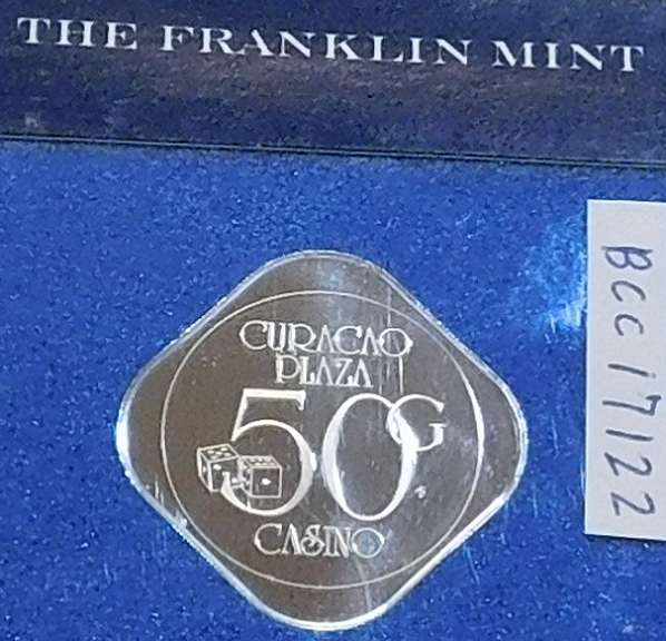 Franklin Mint: Sterling Sil Casino Chip, 50 Guilden, Curacao