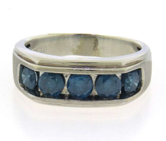 Graceful Irradiated Blue Diamond Sterling Silver Ring