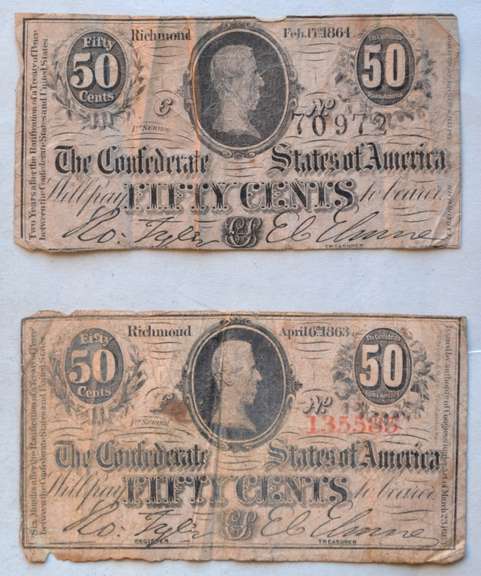 2 Series of Feb 17 50 Cent 1864 Notes
