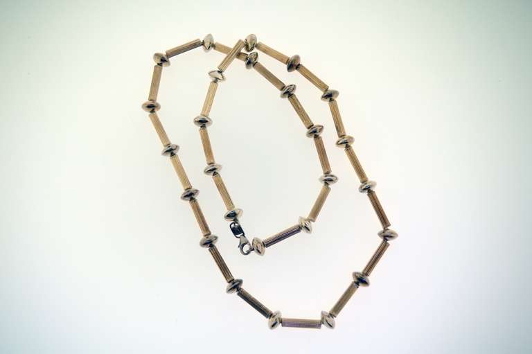 Fine Silver Bar And Flat Beads Chain
