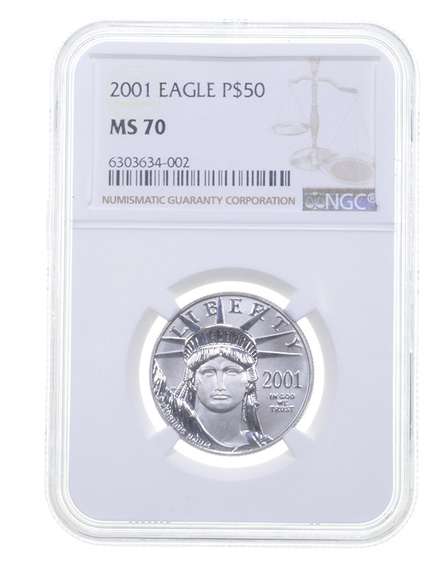 MS70 2001 $50 1/2 Oz. American Platinum Eagle - Graded NGC