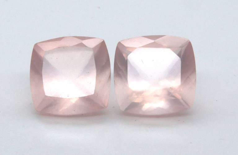 Marvelous Pair of Cushion Cut Rose Quartz Gemstones, 21.16cts