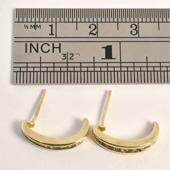 14k J Hoop Diamond Earrings