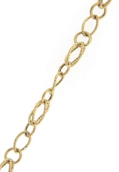Fantastic 18kt Oval Fancy Link Polished & Textured Charm Bracelet