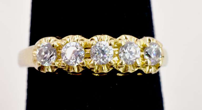 Sparkling 14K Yellow Gold Ring with Mounted CZ Crystals