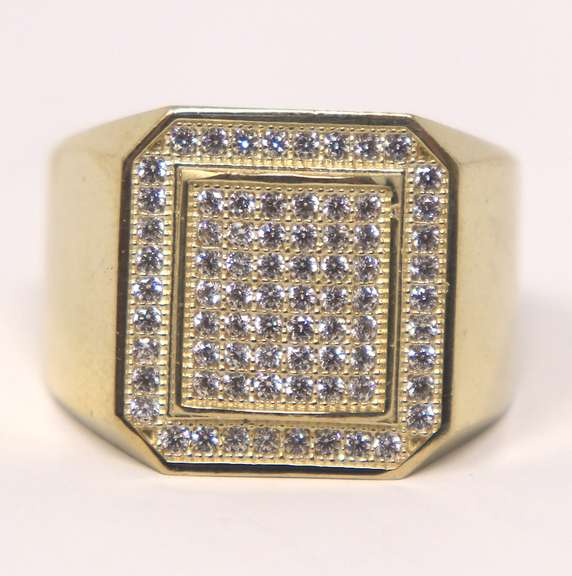 Dazzling Yellow Gold Cluster Ring  With CZ Stones