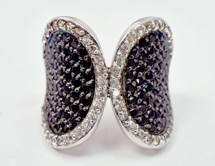 Wrap Style Ring with Crystal Accents in Sterling Silver