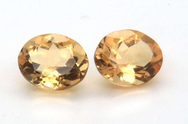 Stylish Pair of Oval Cut Citrine Gemstones, 6.68ct