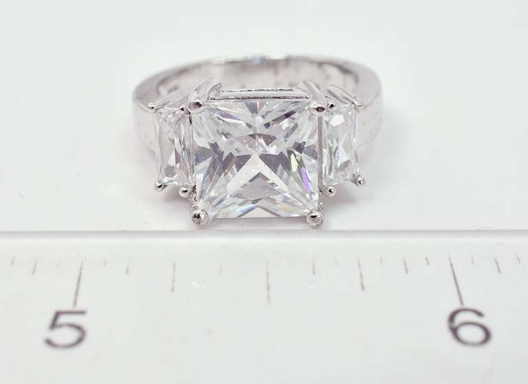 Wonderful Scissor Cut Crystals Set in Sterling Silver Ring