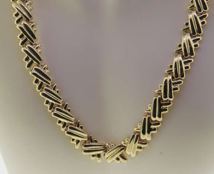 Outstanding Yellow Gold Stampato X Necklace