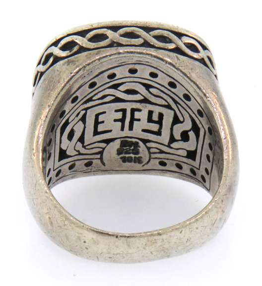 Sterling silver antique ring with brown precious stone