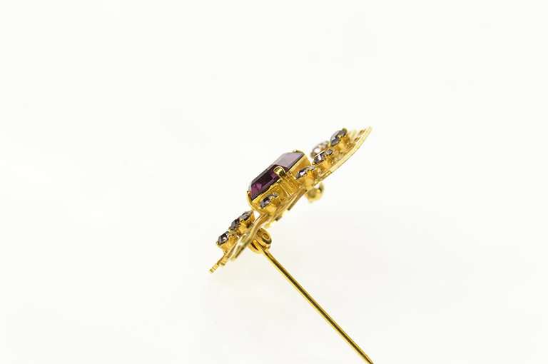Gold Filled Retro Ornate Sim. Amethyst Statement Pin/Brooch