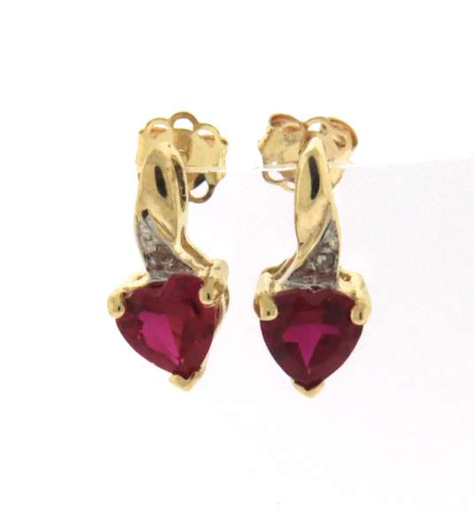 Gorgeous Ruby Heart Shaped Pendant on Chain w Earrings