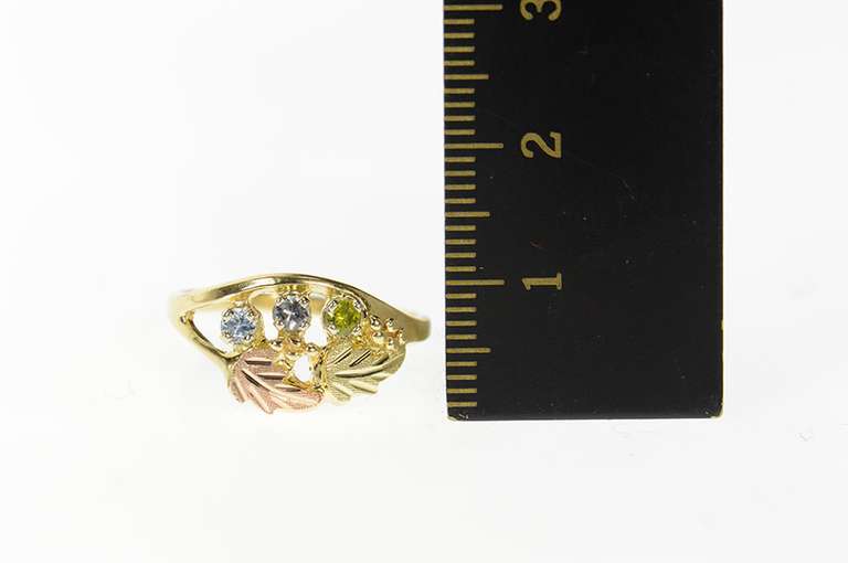 10K Yellow Gold Black Hills Leaf Birthstone Peridot Bypass Ring