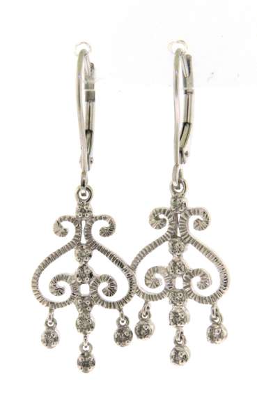 Fabulous White Gold Art Deco Diamond Dangle Earrings