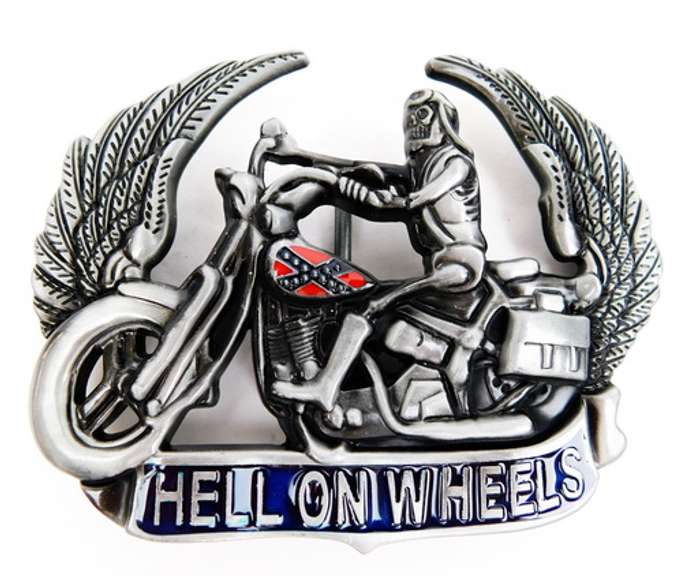 Large Hell on Wheels Motorcycle Belt Buckle