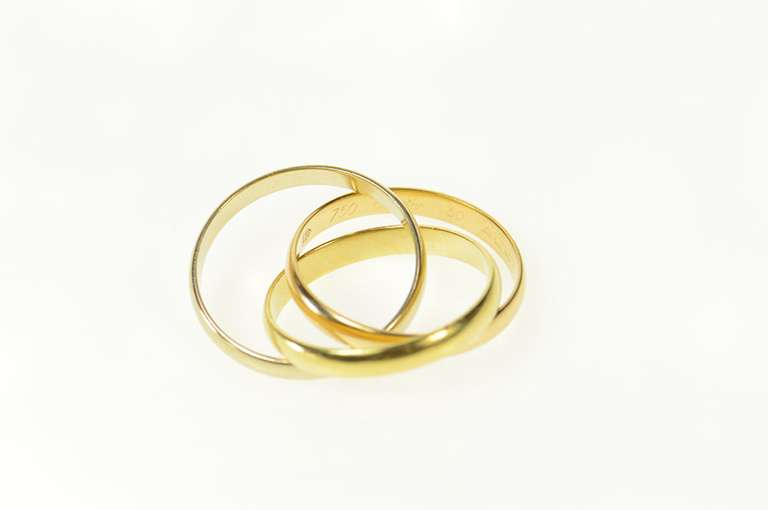 18K Yellow Gold Cartier Trinity Rolling Three Band Designer Ring