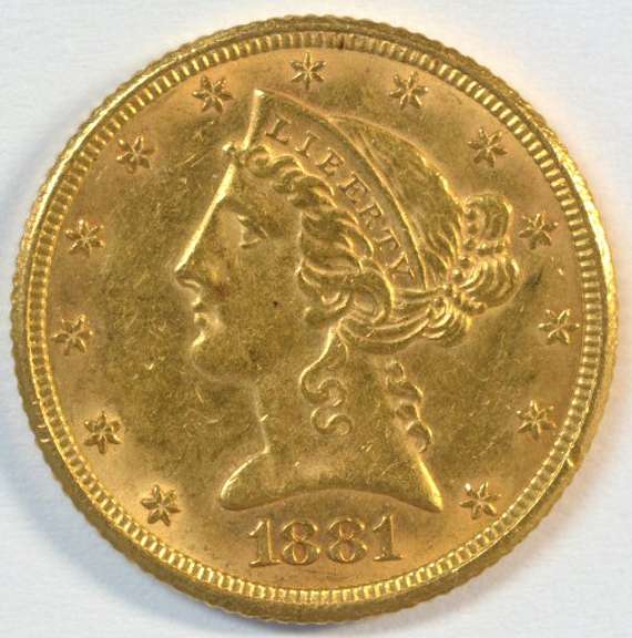 Lovely BU 1881 US $5 Liberty Gold Piece