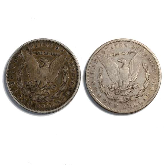 1878 Rev 79  & 1899 O Morgan Dollars