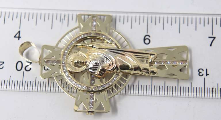 Religious Yellow Gold Saint Jude Cross Pendant