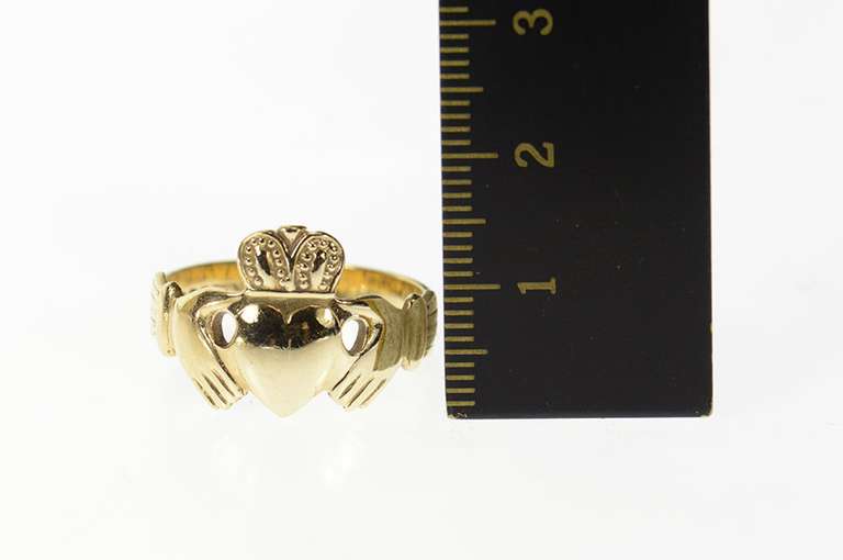 9K Yellow Gold Traditional Irish Celtic Claddagh Wedding Ring