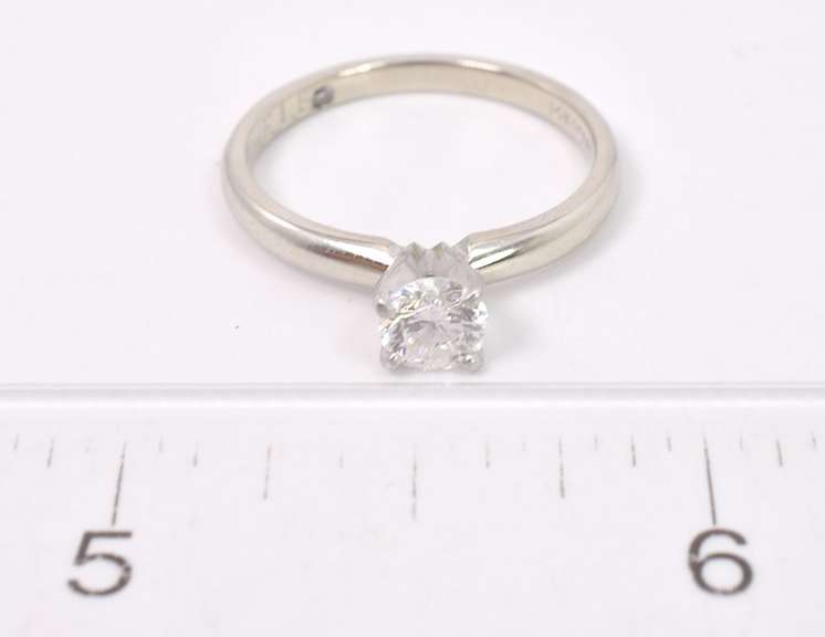 Classic Solitaire Diamond Set in Engraved 14K White Gold Ring