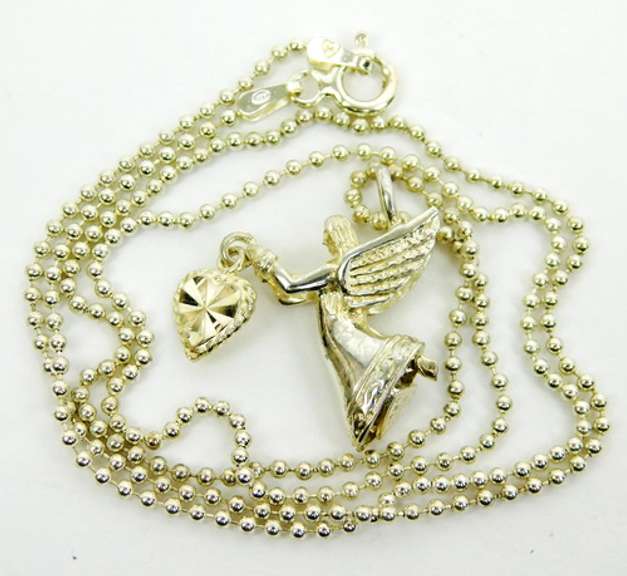 Vintage Sterling Christmas Angel Pendant & Chain