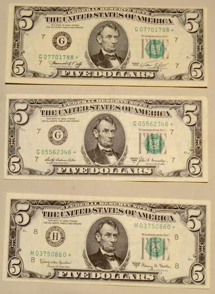 3 Star $ 5 FRN  1963 A 1969 A And 1974