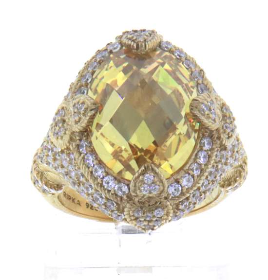 Judith Ripka Gold Plated CZ Ring