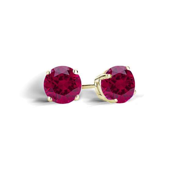 18K Gold over Sterling Silver 2.1ct Created Ruby Stud Earrings, 6mm