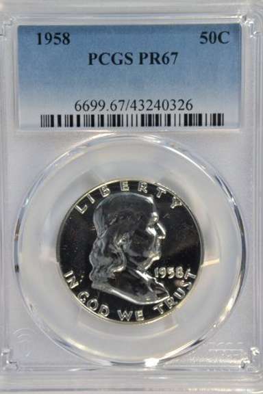 Amazing PCGS PR67 graded 1958 Franklin Half Dollar