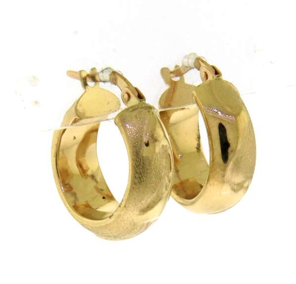 Fancy Yellow Gold Small Textured Hoop Earrings