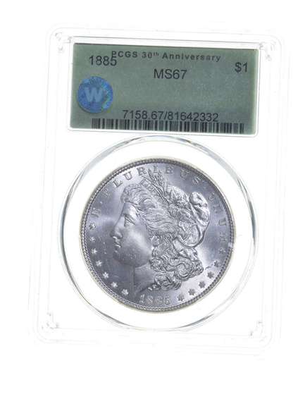 MS67 1885 Morgan Silver Dollar - 30th Anniversary - Sight White - PCGS