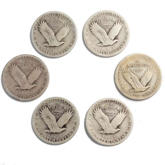 6 Standing Liberty Quarters 1917-1930