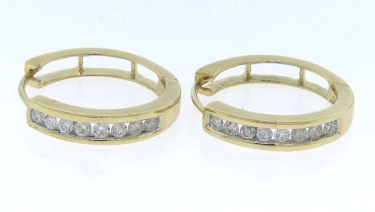 Brilliant Yellow Gold Diamond Hoop Earrings