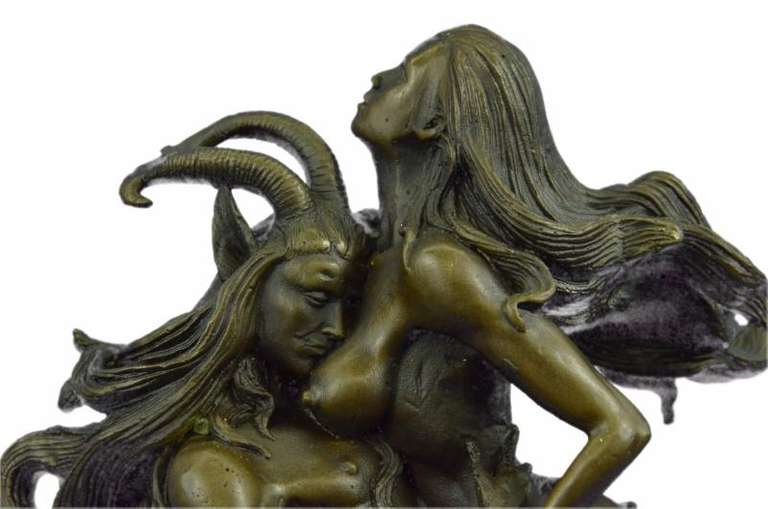 Devil With Nude Girl Bronze Sculpture