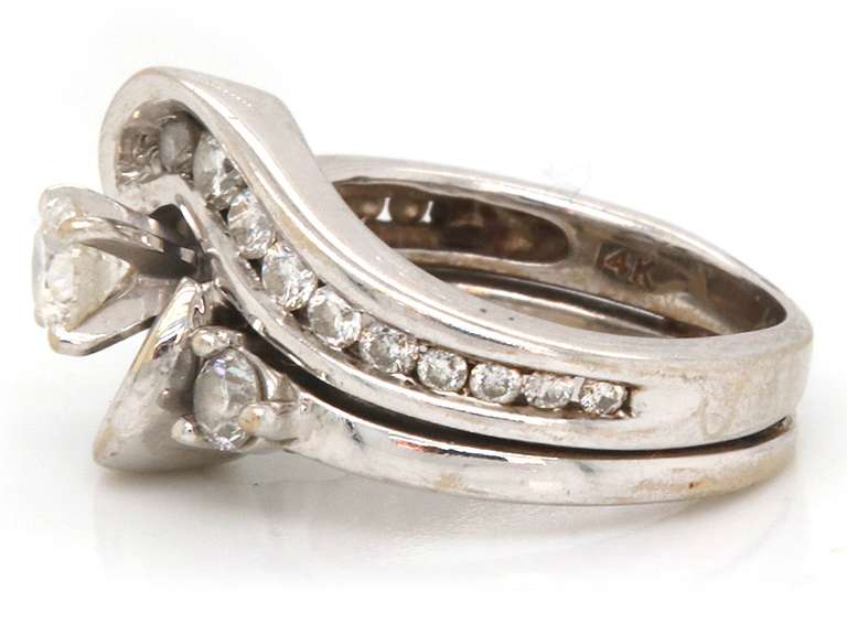 Ladies 14k white gold and diamond wedding set.