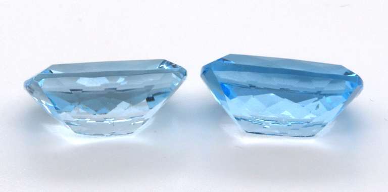 Wonderful 22.77ct Emerald Cut Pair of Blue Topaz Gemstones
