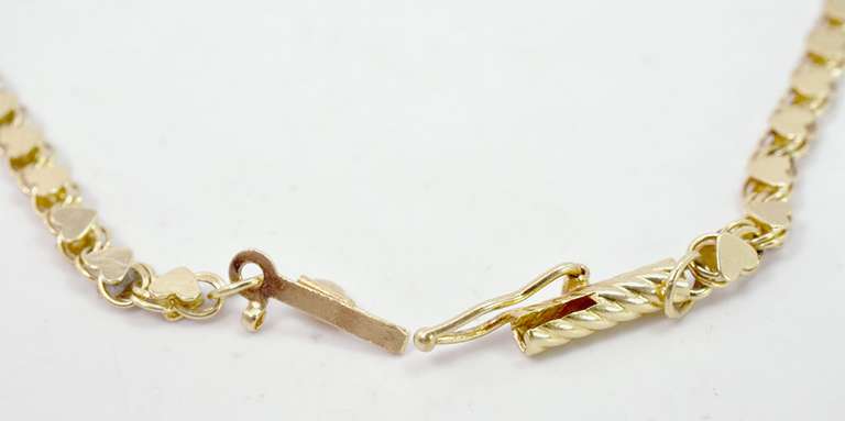 Romantic Heart Link Anklet in 14K Yellow Gold