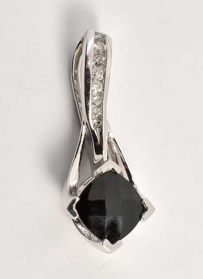 Modern WG, Black Onyx, & Diamond Pendant