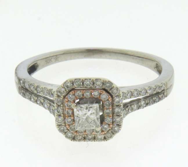 Brilliant Princess Cut in Double Halo w Split Shank Diamond Setting
