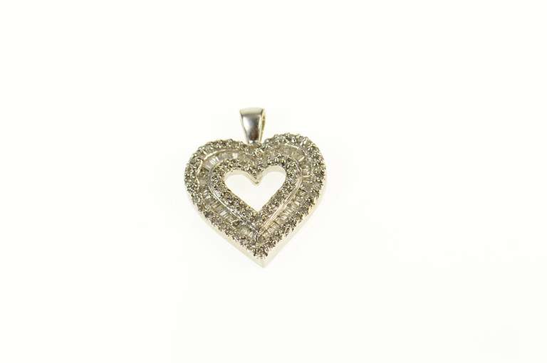 14K White Gold Diamond Encrusted Heart Love Symbol Pendant