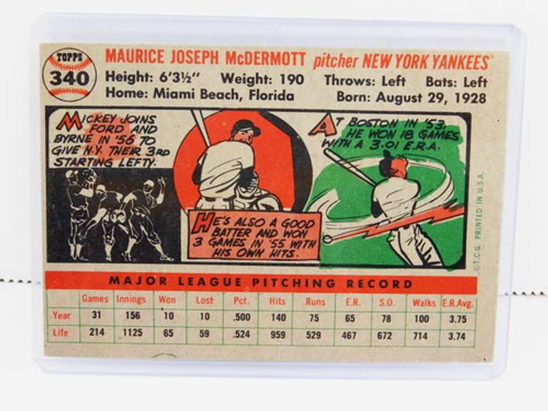 1956 Mickey McDermott Baseball Card