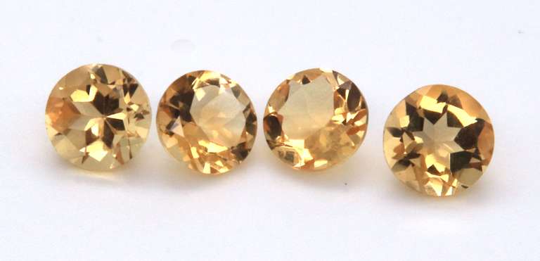 Sublime Group of 4 Round Cut Citrine Gemstones, 6.97ct