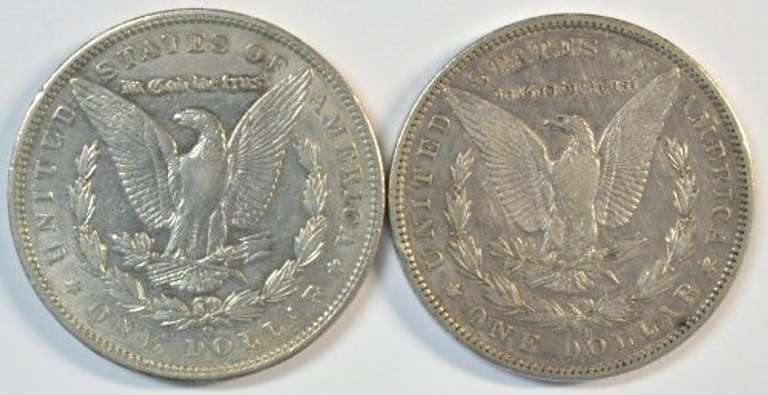 Upper end 1896-O & 1897-O Morgan Silver Dollars