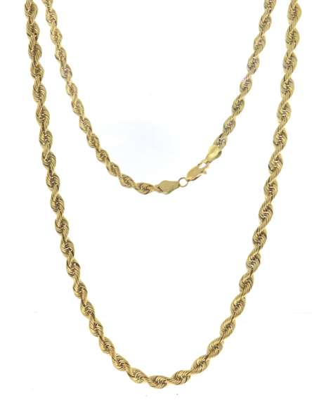 Elegant Yellow Gold Rope Chain Necklace