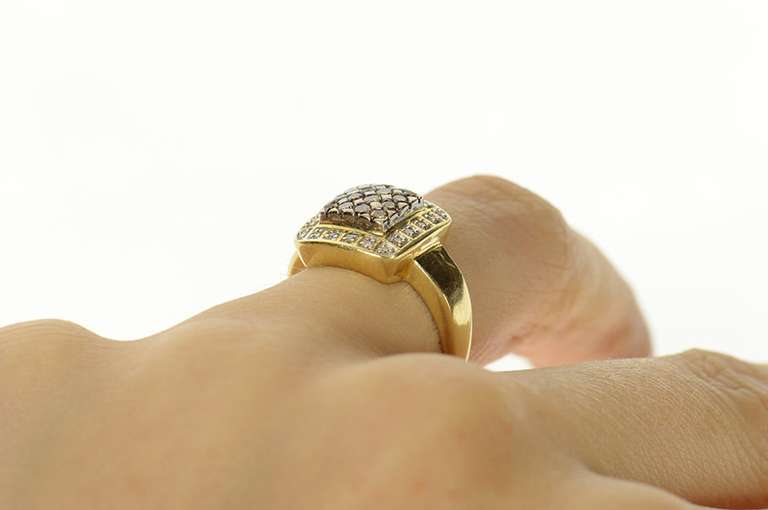 14K Yellow Gold 0.39 Ctw Fancy & White Diamond Halo Statement Ring
