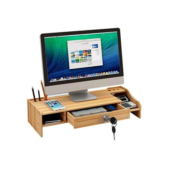 Wooden Desktop Computer Monitor Laptop Stand