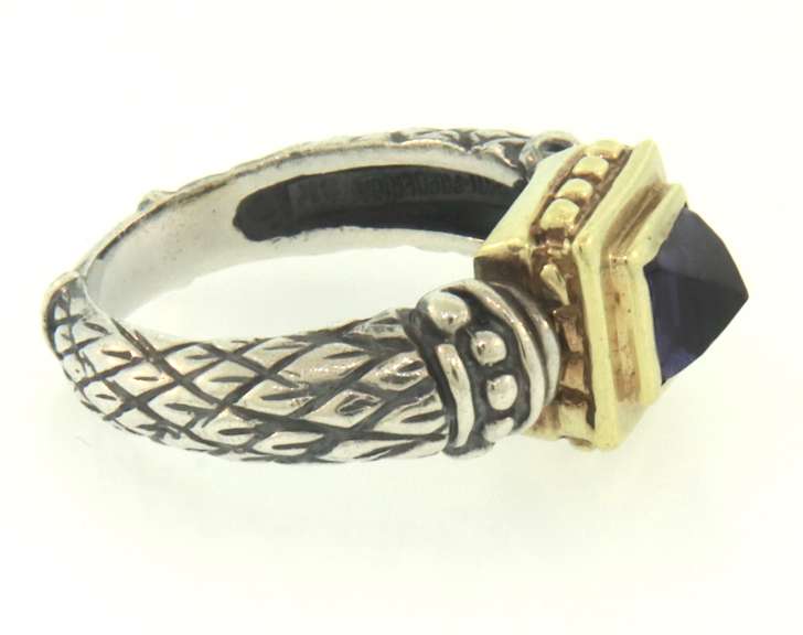 Sterling silver princess-cut purple gemstone ring