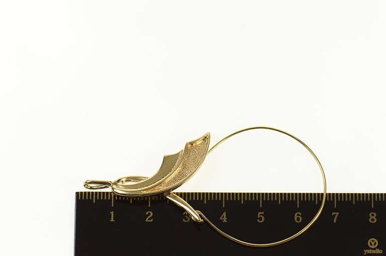 14K Yellow Gold Swirl Loop Design Charm Holder Pendant